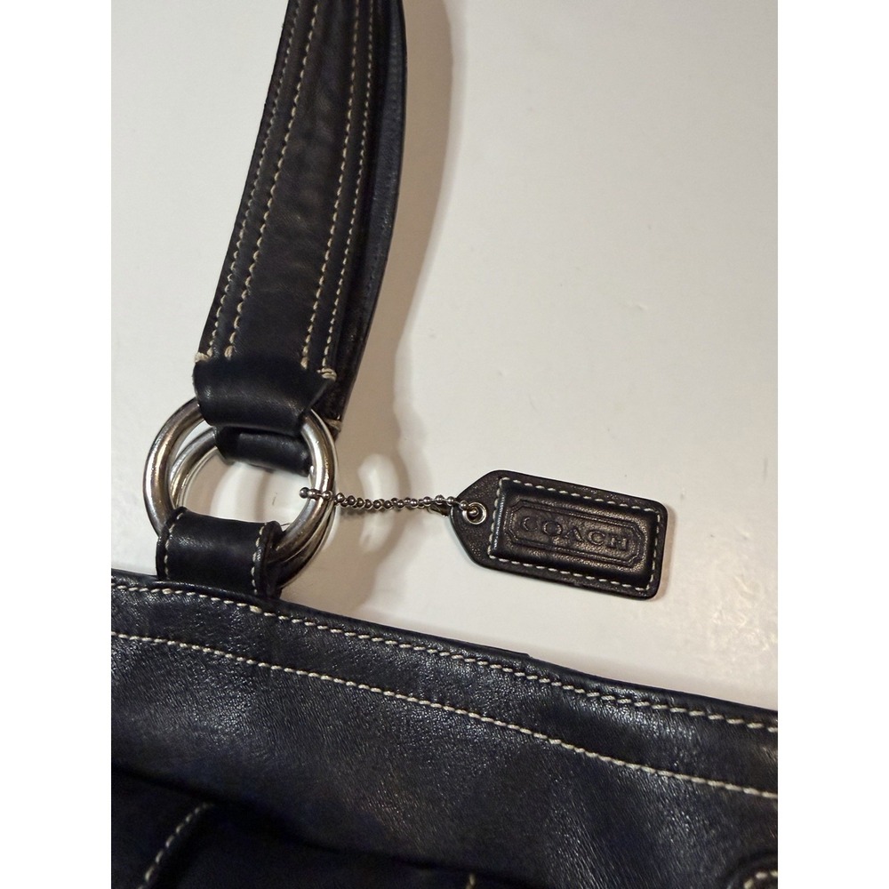 Vintage Coach SoHo Tote Satchel Bag 8A09 Y2K Black Leather Purse - Picture 9 of 11